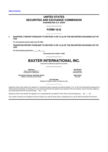 Miniature Baxter 10-Q Rapport trimestriel  