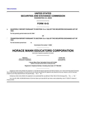 Vorschaubild Horace Mann Educators 10-Q Quartalsbericht  