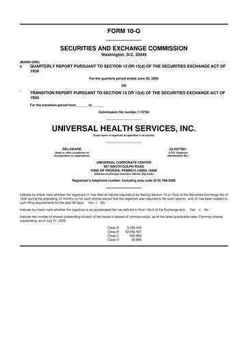 Thumbnail Universal Health Services
 10-Q Quarterly Report FY 