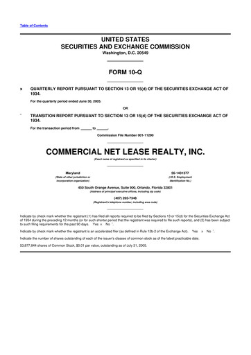 Thumbnail NNN REIT 10-Q Quarterly Report FY 