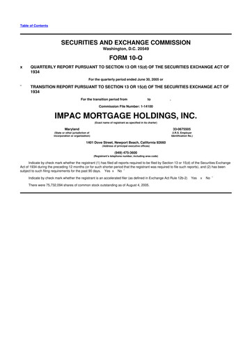 Thumbnail Impac Mortgage Holdings 10-Q Quarterly Report FY 