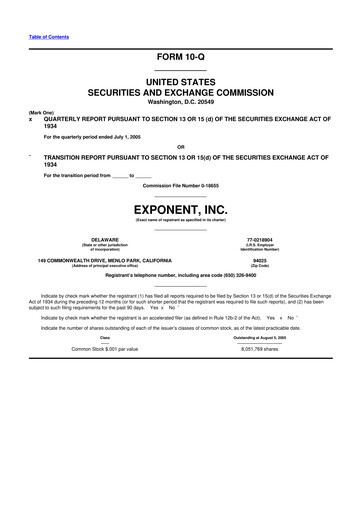 Thumbnail Exponent
 10-Q Quarterly Report FY 