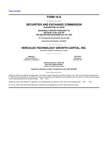 Thumbnail Hercules Capital
 10-Q Quarterly Report FY 