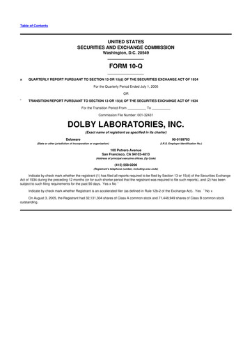 Thumbnail Dolby 10-Q Quarterly Report FY 