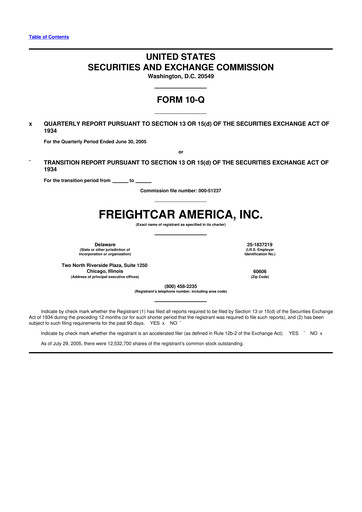 Thumbnail FreightCar America
 10-Q Quarterly Report FY 