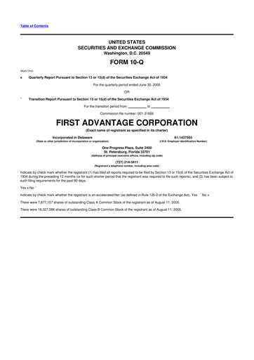 Miniature First Advantage 10-Q Rapport trimestriel  