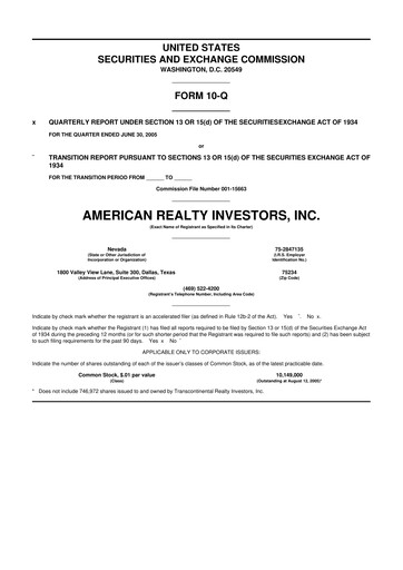 Thumbnail American Realty Investors 10-Q Quarterly Report FY 