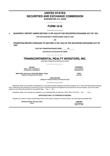 Thumbnail Transcontinental Realty Investors 10-Q Quarterly Report FY 