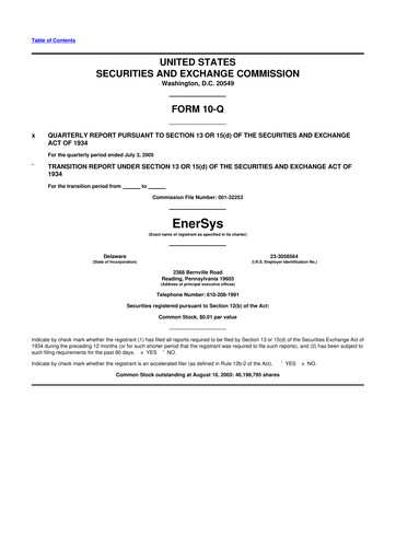 Thumbnail EnerSys 10-Q Quarterly Report FY 