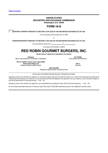 Thumbnail Red Robin
 10-Q Quarterly Report FY 