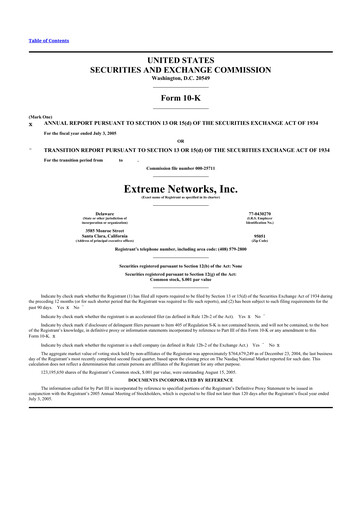 Thumbnail Extreme Networks
 10-K Annual Report 