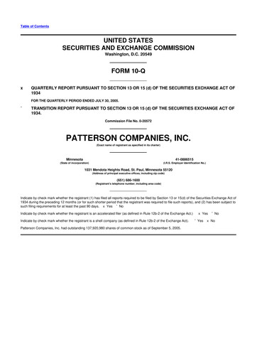 Thumbnail Patterson Companies
 10-Q Quarterly Report FY 