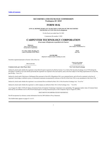 Thumbnail Carpenter Technology 10-K Annual Report 