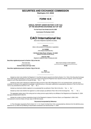 Miniature CACI International Inc 10-K Rapport annuel 
