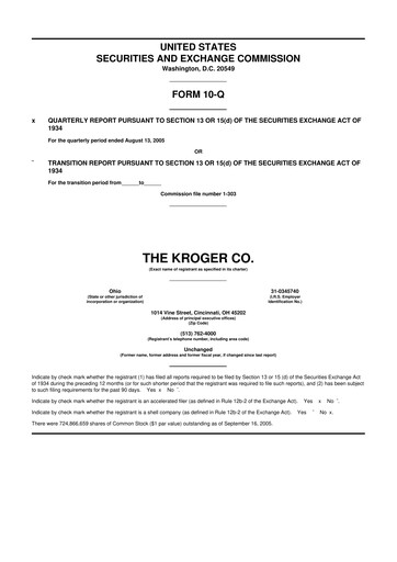 Miniature Kroger 10-Q Rapport trimestriel  