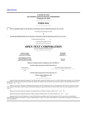 Thumbnail OpenText 10-K Annual Report 