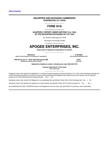 Thumbnail Apogee Enterprises 10-Q Quarterly Report FY 