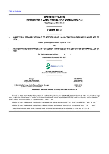 Thumbnail Global Payments 10-Q Quarterly Report FY 