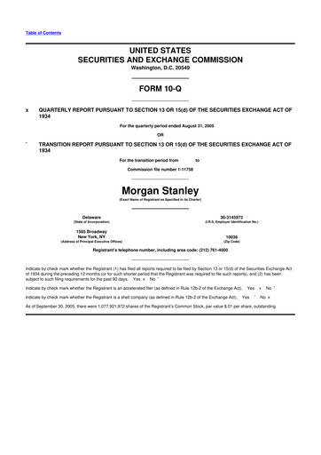 Thumbnail Morgan Stanley 10-Q Quarterly Report FY 