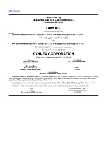 Vorschaubild TD Synnex 10-Q Quartalsbericht  