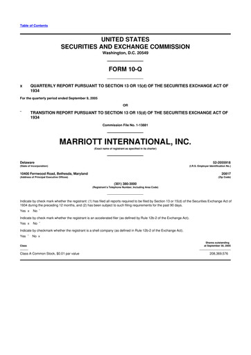 Vorschaubild Marriott International 10-Q Quartalsbericht  