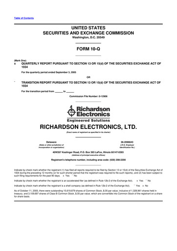 Miniature Richardson Electronics 10-Q Rapport trimestriel  