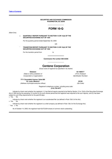 Miniature Centene 10-Q Rapport trimestriel  