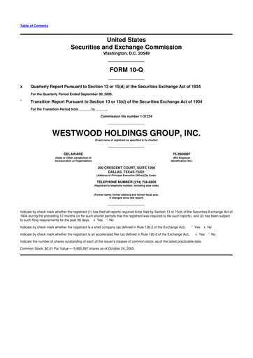 Thumbnail Westwood Holdings Group 10-Q Quarterly Report FY 