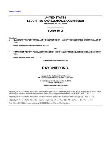 Thumbnail Rayonier 10-Q Quarterly Report FY 