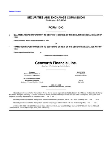 Miniature Genworth Financial
 10-Q Rapport trimestriel  