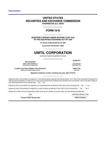 Thumbnail Unitil Corporation
 10-Q Quarterly Report FY 