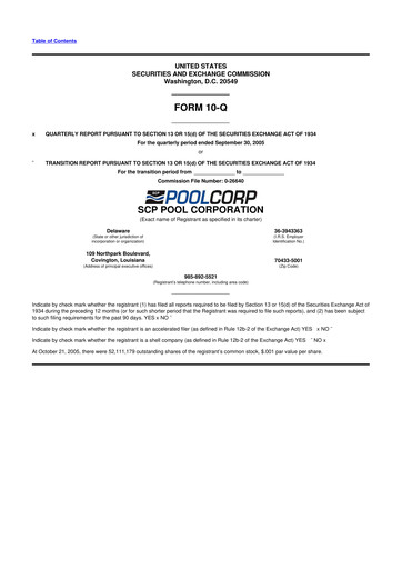 Thumbnail POOLCORP 10-Q Quarterly Report FY 