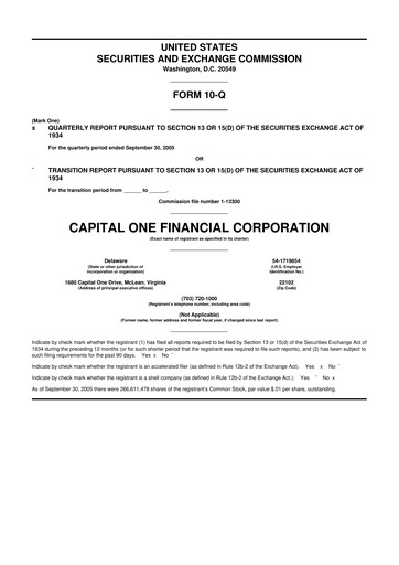 Thumbnail Capital One 10-Q Quarterly Report FY 