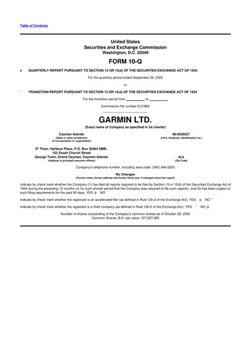 Vorschaubild Garmin 10-Q Quartalsbericht  