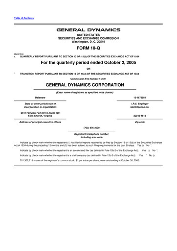Miniature General Dynamics 10-Q Rapport trimestriel  