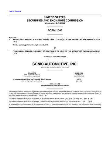 Thumbnail Sonic Automotive
 10-Q Quarterly Report FY 