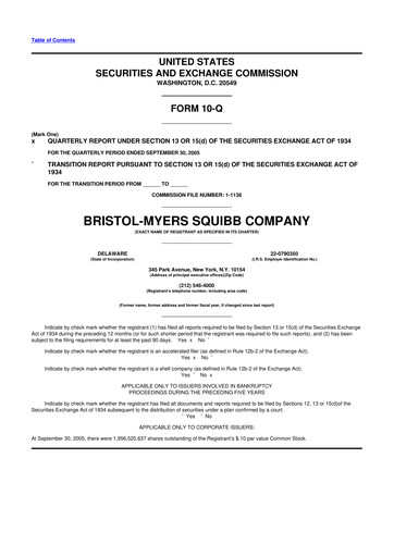 Thumbnail Bristol-Myers Squibb 10-Q Quarterly Report FY 