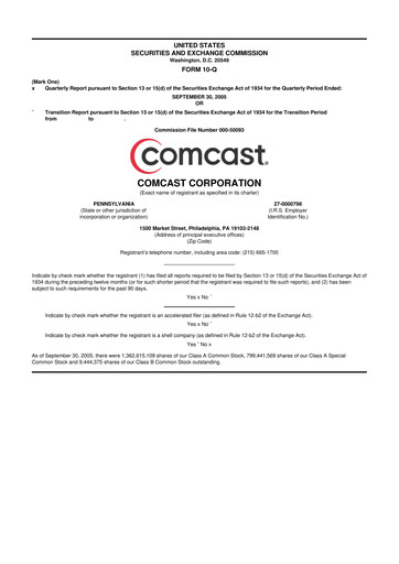 Miniature Comcast 10-Q Rapport trimestriel  