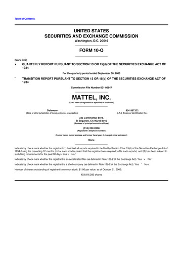 Thumbnail Mattel
 10-Q Quarterly Report FY 