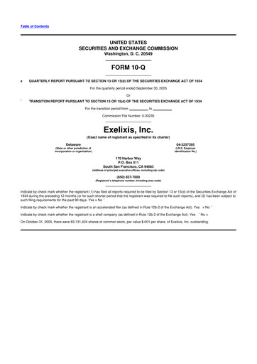 Thumbnail Exelixis 10-Q Quarterly Report FY 