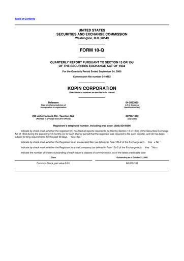 Thumbnail Kopin Corporation
 10-Q Quarterly Report FY 