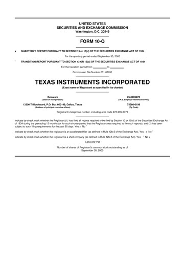 Vorschaubild Texas Instruments 10-Q Quartalsbericht  