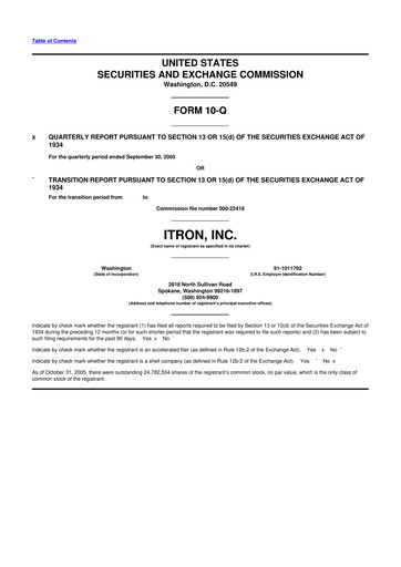 Thumbnail Itron
 10-Q Quarterly Report FY 