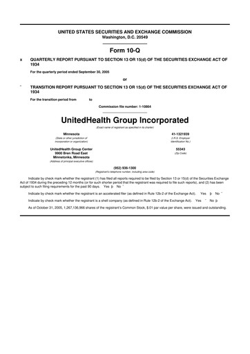 Thumbnail UnitedHealth 10-Q Quarterly Report FY 