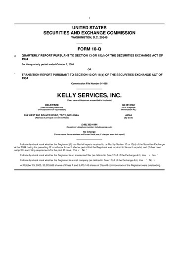 Miniature Kelly Services
 10-Q Rapport trimestriel  