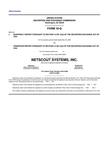 Thumbnail NETSCOUT 10-Q Quarterly Report FY 