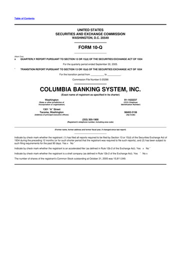Thumbnail Columbia Banking System 10-Q Quarterly Report FY 