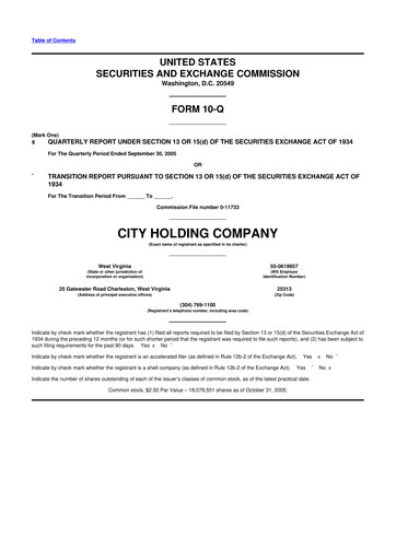 Thumbnail City Holding Company 10-Q Quarterly Report FY 