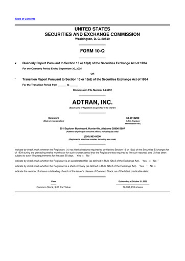 Thumbnail ADTRAN 10-Q Quarterly Report FY 