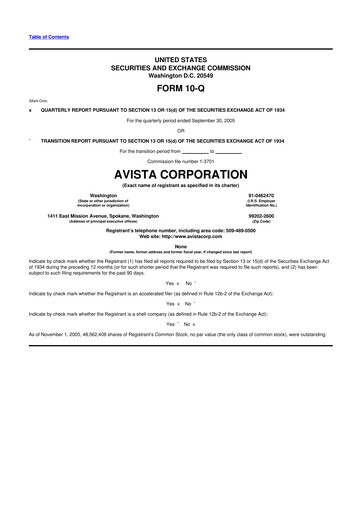 Thumbnail Avista
 10-Q Quarterly Report FY 